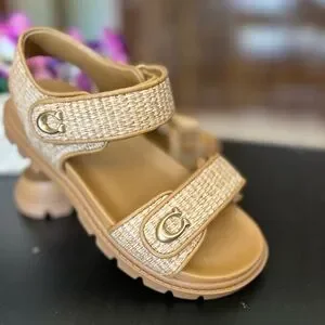 Coach Beige Woven Strap Sandals